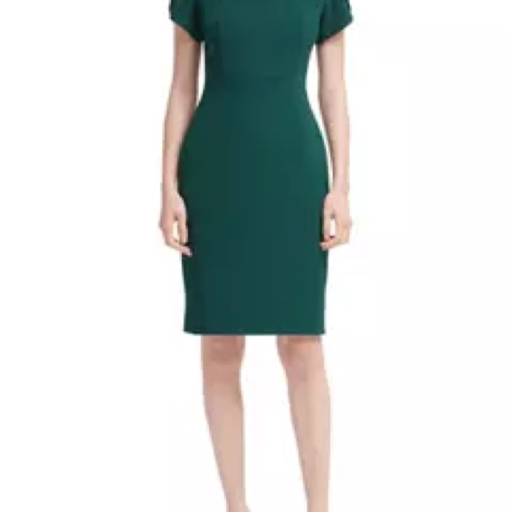 Calvin Klein Green Tulip-Sleeve Sheath Midi Dress